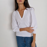Flora Peasant Tee White