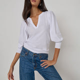 Flora Peasant Tee White