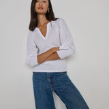 Flora Peasant Tee White