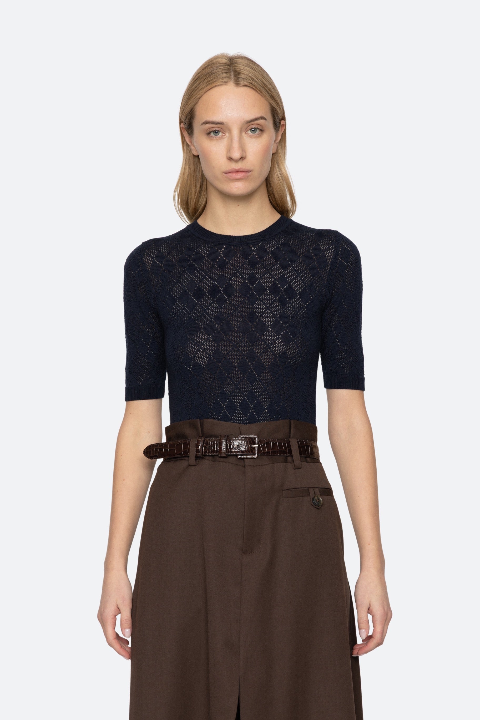 JANE ARGYLE S/SLV CREW SWEATER (D1)