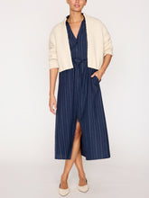 Fia Belted Dress Navy Pinstripe