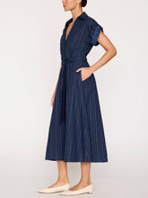 Fia Belted Dress Navy Pinstripe