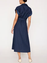 Fia Belted Dress Navy Pinstripe