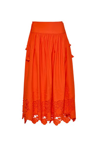 Nathalie Skirt Tangerine Tango Embroidery