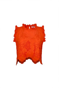 Francesca Top Tangerine Tango Embroidery