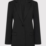 Split Back Blazer Black Pinstripe