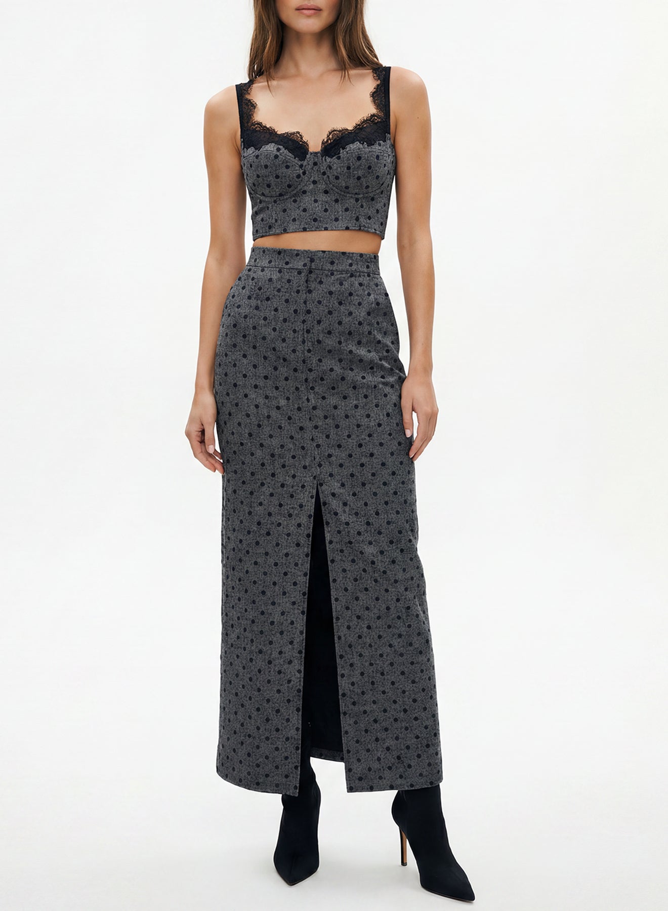 HEATHER GREY/BLK POLKA DOT