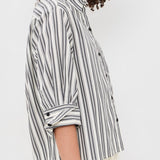 Lucia Striped Poplin Shirt Charcoal Stripe