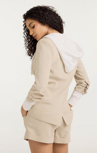 Hooded Khloe Jacket Khaki/White