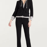 Zip Up Le Petite Khloe Blazer Black/Heather Grey
