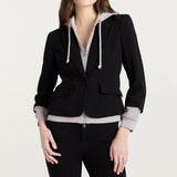 Zip Up Le Petite Khloe Blazer Black/Heather Grey