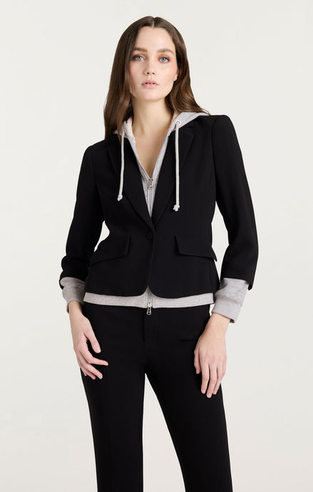 Zip Up Le Petite Khloe Blazer Black/Heather Grey