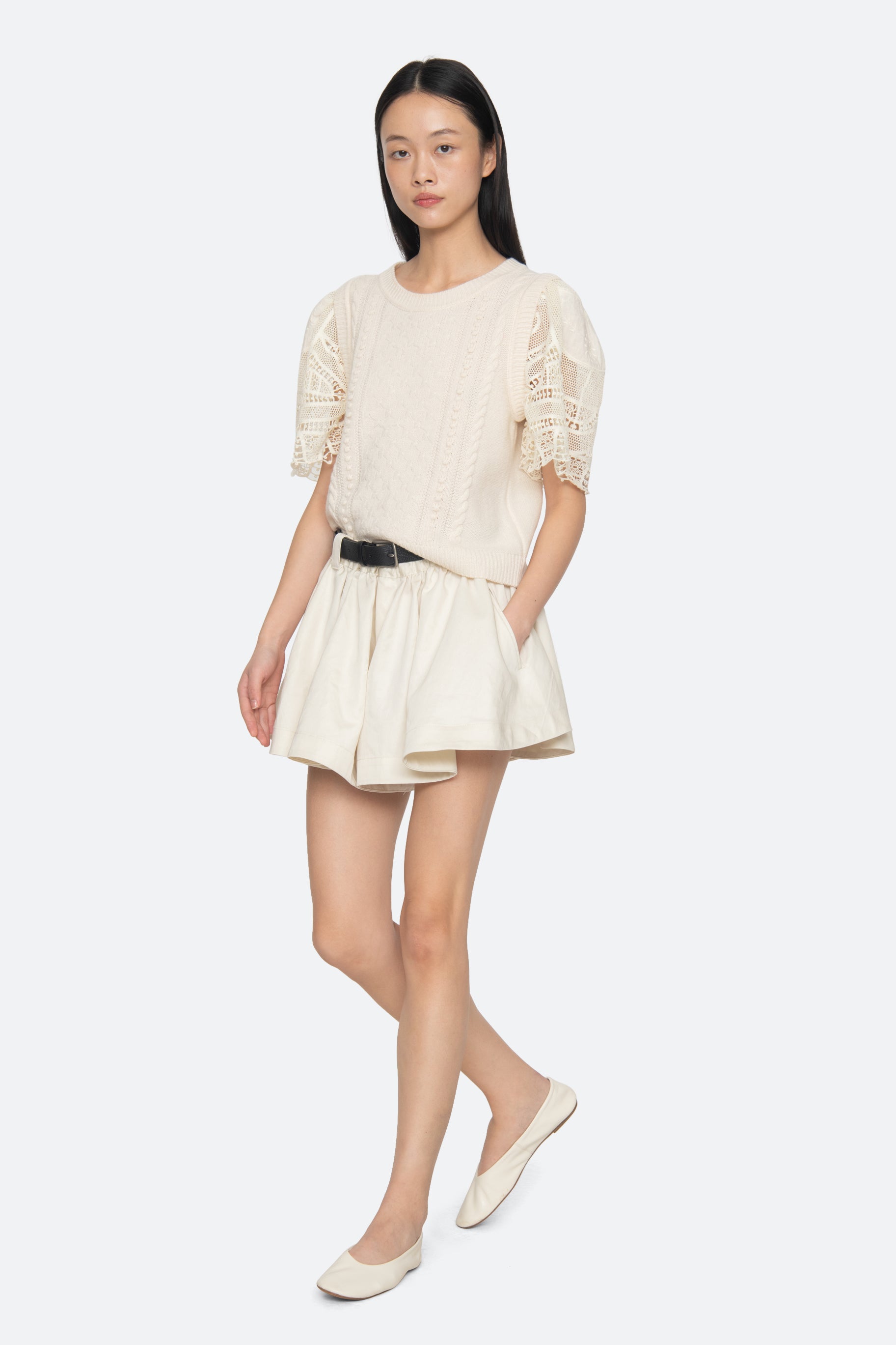 ALINA LACE COMBO SLV SWEATER (D2)