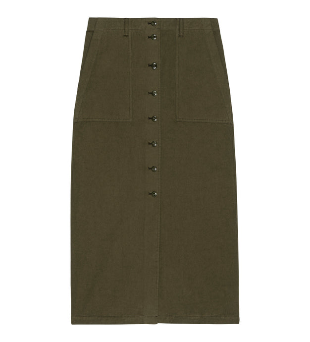 The Button Front Column Skirt Vintage Military