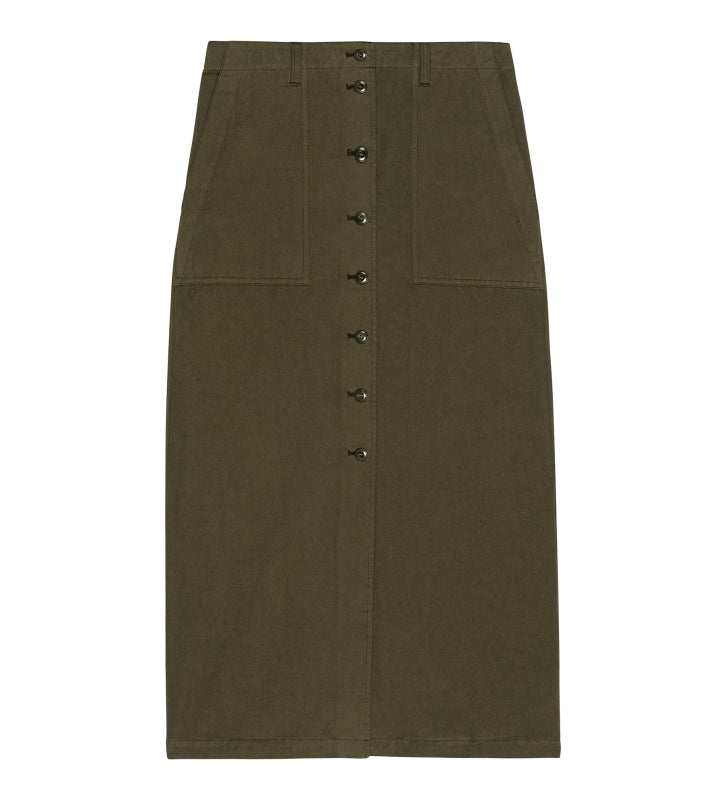 The Button Front Column Skirt Vintage Military