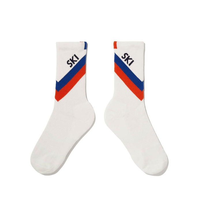 Women's Diagonal Stripe Ski Sock Cream/Royal/Poppy