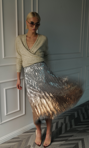 Belinda Ombre Pleat Skirt Matte Metals