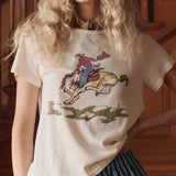 The Little Tee w/ Rider Graphic Washed White