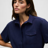 Phoenix Short Sleeve Button Down Maltese Blue