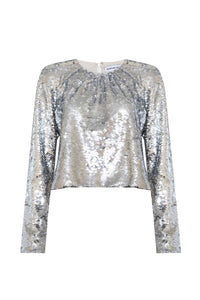Libby Top Silver Sequin