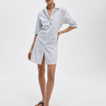 rag & bone Lucia Striped Cotton Mini Dress Navy/Stripe - front