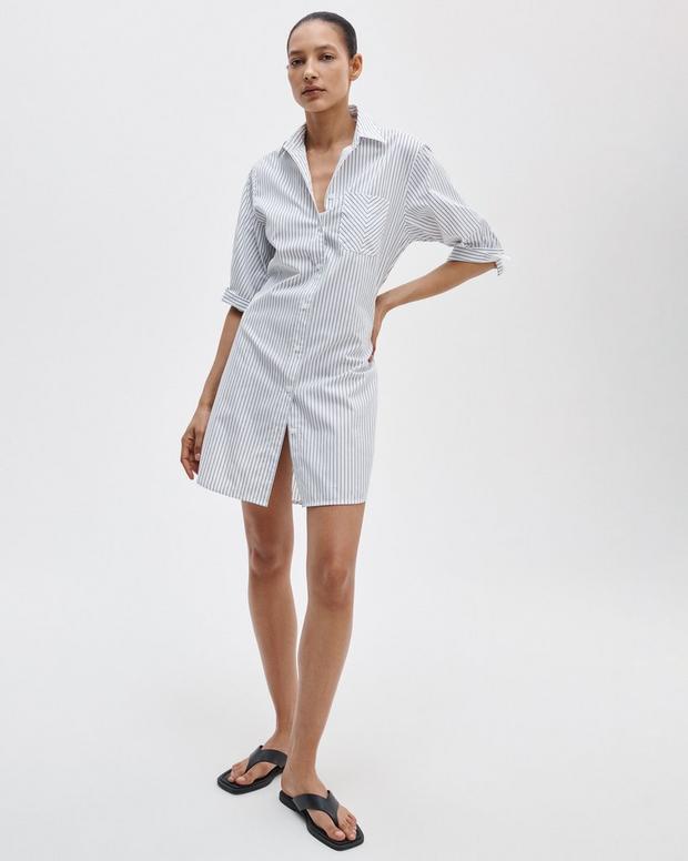 rag & bone Lucia Striped Cotton Mini Dress Navy/Stripe - front