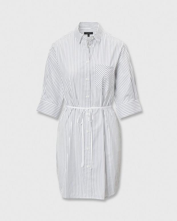 rag & bone Lucia Striped Cotton Mini Dress Navy/Stripe - detail