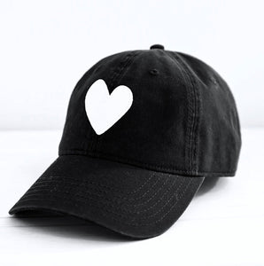 Baseball Hat Heart Patch Black/White