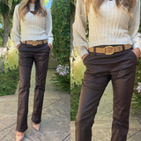 Nansi Brown Vegan Leather Pant