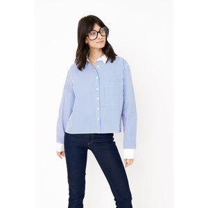 The Nell Shirt White/Royal Blue