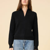Colorado Half-Zip Cashmere Pullover Black