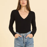Hollie V-Neck Bodysuit Black