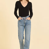 Hollie V-Neck Bodysuit Black