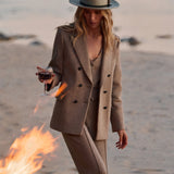 Ojai Double Breasted Blazer Clay Heather