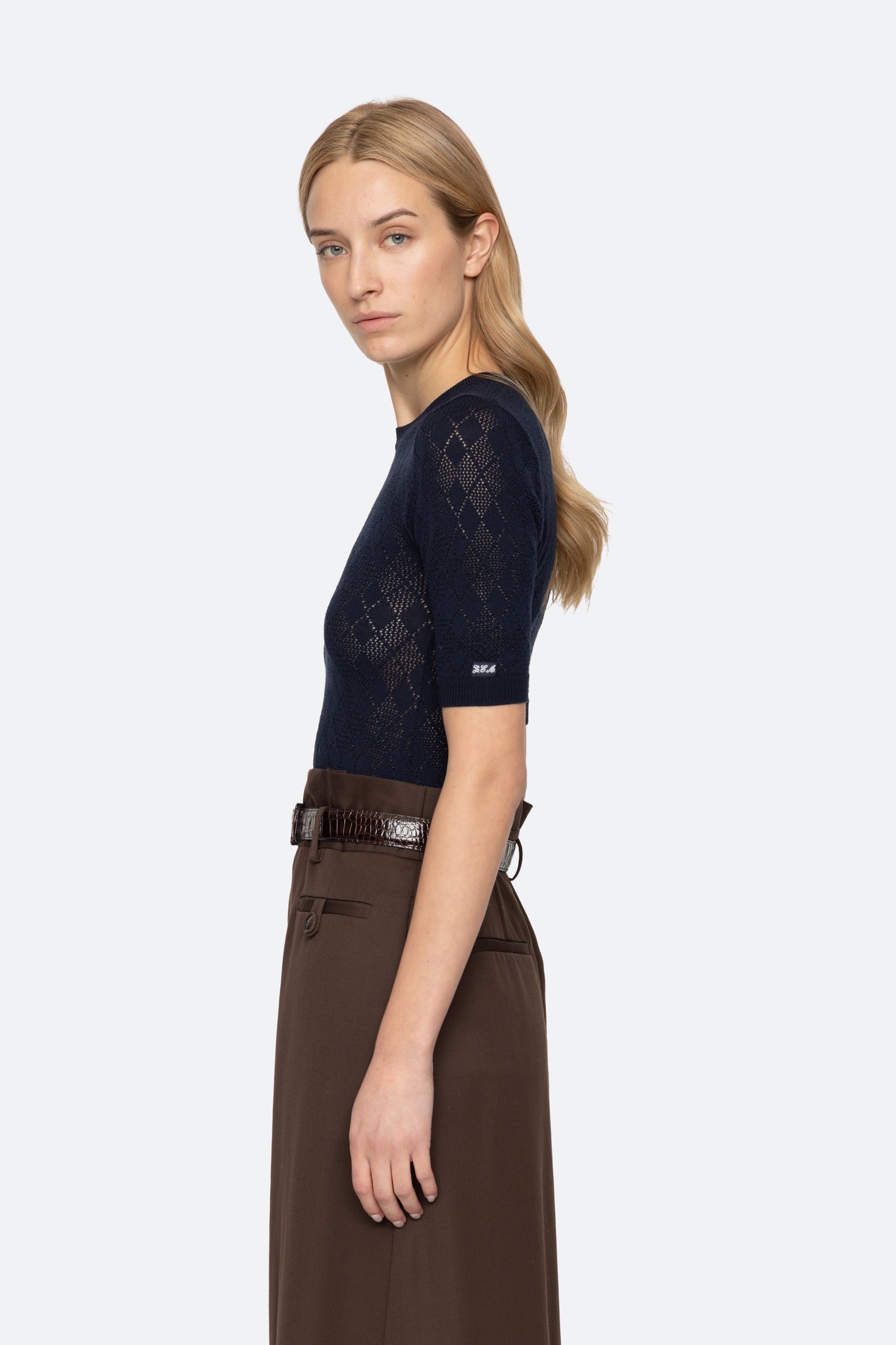 JANE ARGYLE S/SLV CREW SWEATER (D1)