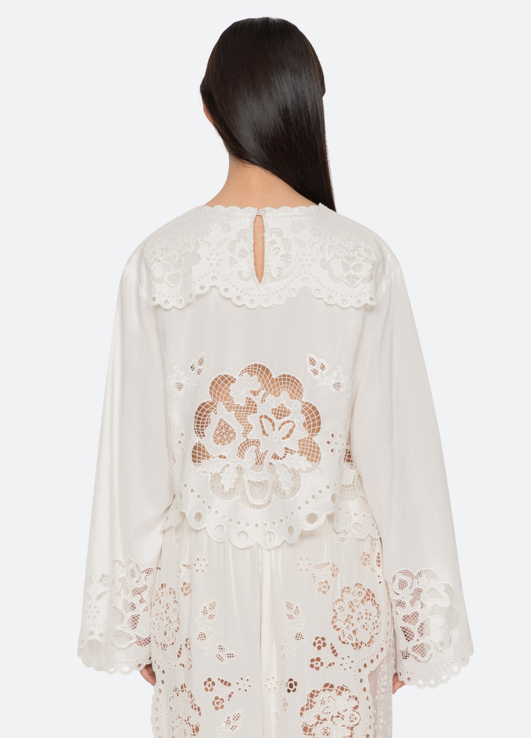 Sea NY Gardener Emb L/Slv Blouse White detail
