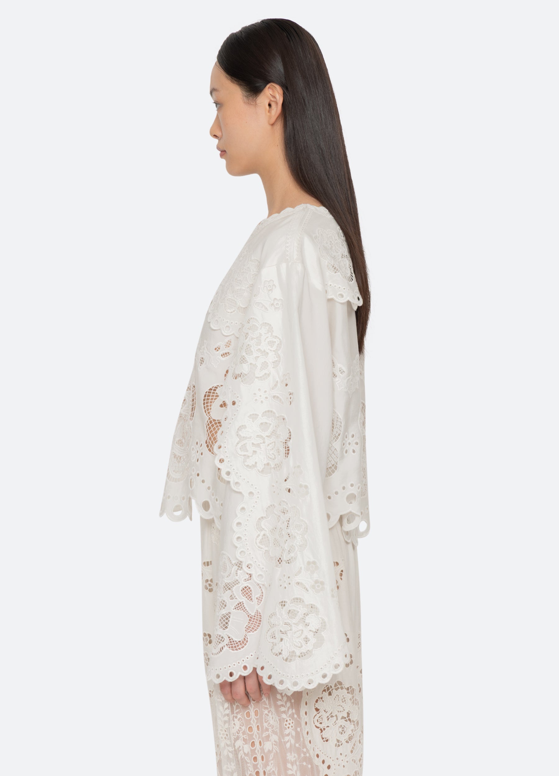 Sea NY Gardener Emb L/Slv Blouse White back