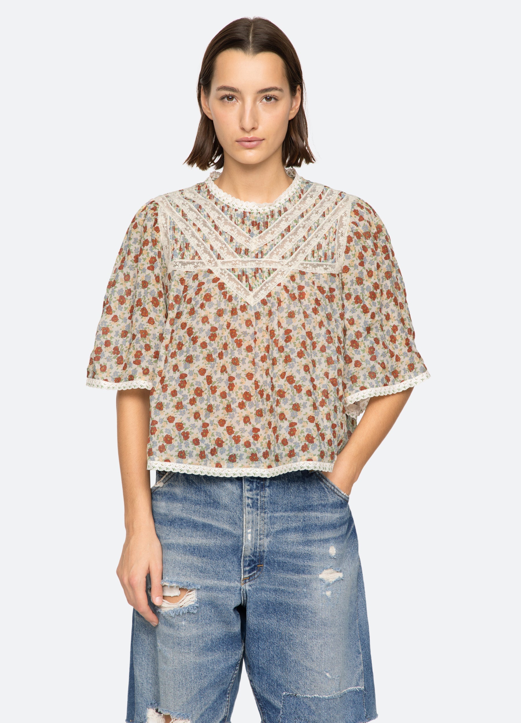 Sea NY Viera Print S/Slv Blouse Multi front