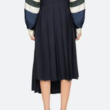 Sea NY Taliyah Suiting Pleated Midi Skirt Navy detail