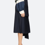 Sea NY Taliyah Suiting Pleated Midi Skirt Navy back