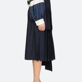 Sea NY Taliyah Suiting Pleated Midi Skirt Navy back