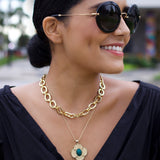 Chunky Link Chain with Lapis Bead