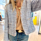 Fringe Short Jacket Blue Multi