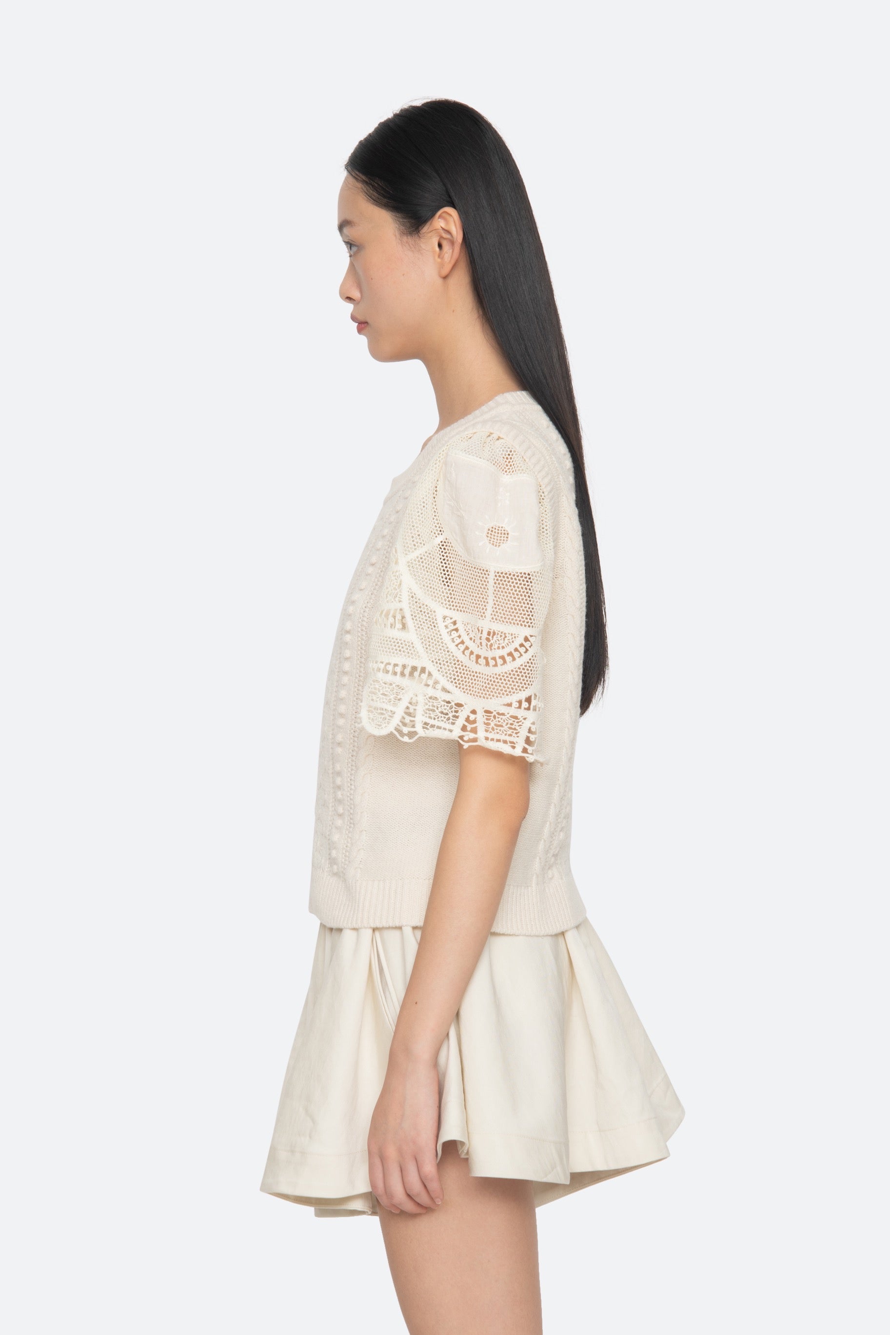 ALINA LACE COMBO SLV SWEATER (D2)