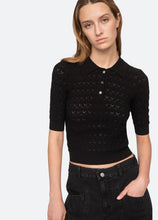 Rue Polo Short Sleeve Sweater Black
