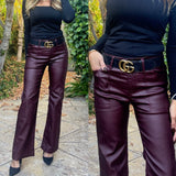 Romi Cranberry Vegan Leather Pant