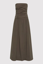 Gathered Strapless Tie Back Dress Khaki
