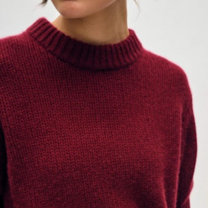 Cashmere Puff Sleeve Crewneck Sangria