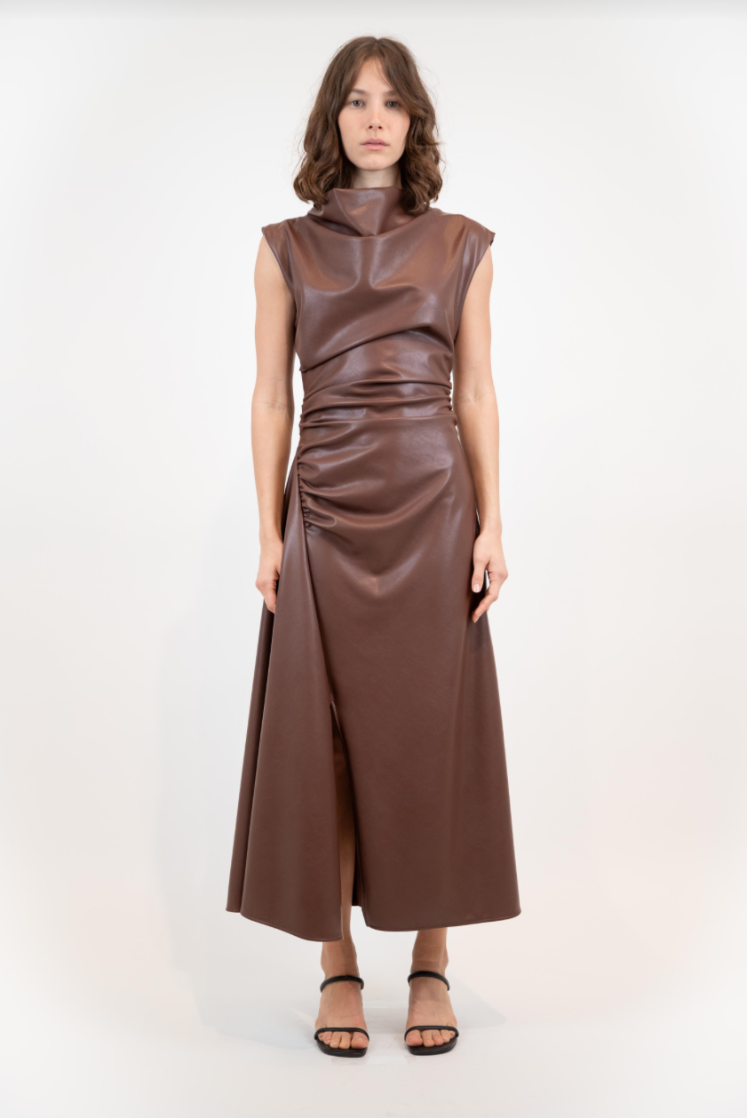 Burke Draped Midi Dress Coffee