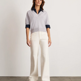 Esme Sweater Combo Top Light Heather Grey/Maritime Blue